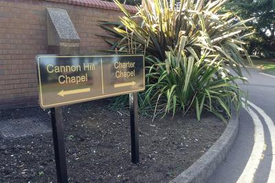 Canley Garden Cemetery and Crematorium Chapels direction sign