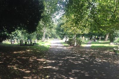 Coventry London Road Cemetery sunny walkways