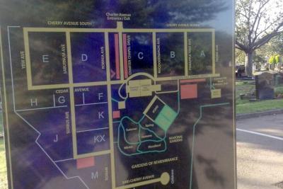 Canley Garden Cemetery and Crematorium map of the cemetery