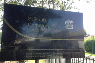 St Paul's cemetery entrance sign