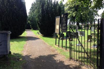 Walsgrave cemetery entrance walkway through gates