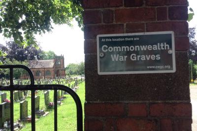 Windmill Road cemetery Commonwealth War Graves sign