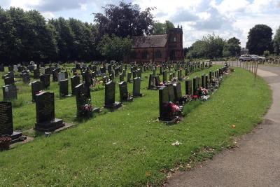 Windmill Road cemetery riad to the chapel and graves