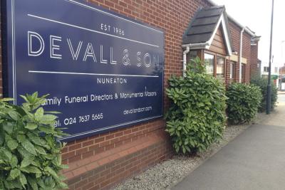 Devall & son Funeral Director sign
