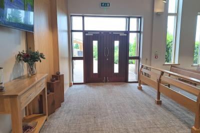 Cam Valley Chapel exit door to the Floral Tribute area