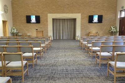 Mercia Forest Crematorium chapel looking to the Catafalque
