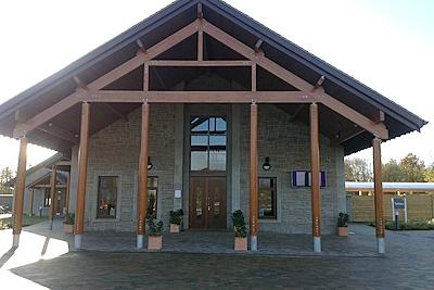 Mercia Forest Crematorium chapel entrance and porte-cochere