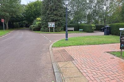 Widney Manor Cemetery entrance to the public car park - just to the right of the entrance way