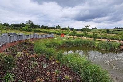 Gedling Crematorium's beautifully landscaped pond and reflection area