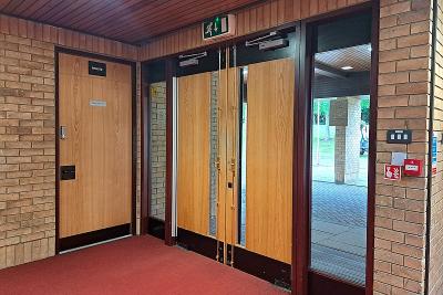 Streetly Crematorium - West chapel entrance door (from inside)