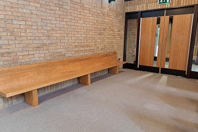 Streetly Crematorium - East chapel 'late arrivals seating' or over flow seating benches by entrance door