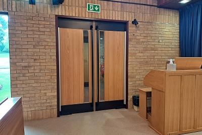 Streetly Crematorium - East chapel, after the Service - the exit door