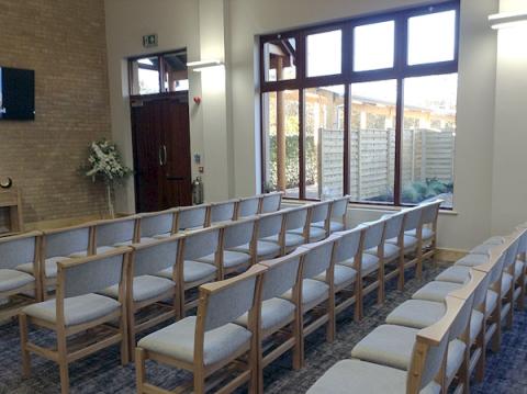 Mercia Forest Crematorium exit door in the chapel