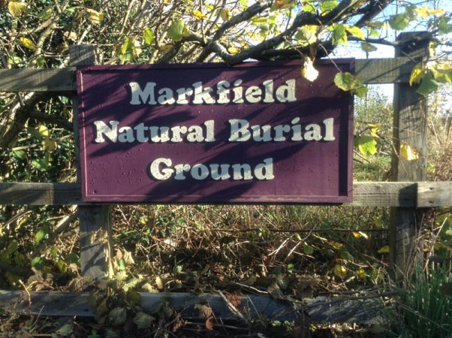 Markfield burial ground entrance sign