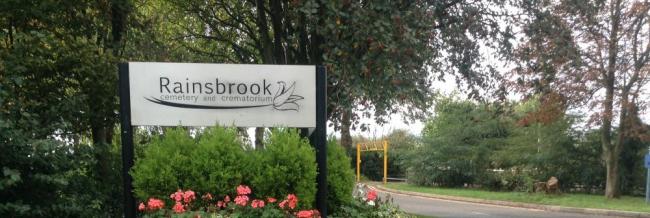Rugby Rainsbrook Crematorium entrance sign