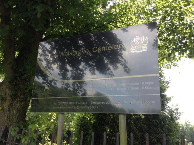 Walsgrave cemetery entrance sign
