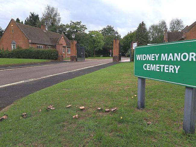 Widney Manor Cemetery entrance sign