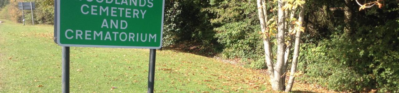 Woodlands Crematorium sign post